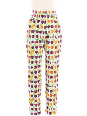 VTG 90s Gianni Versace Jeans Couture Tutti Frutti Cherry Fruit Print Pants 26